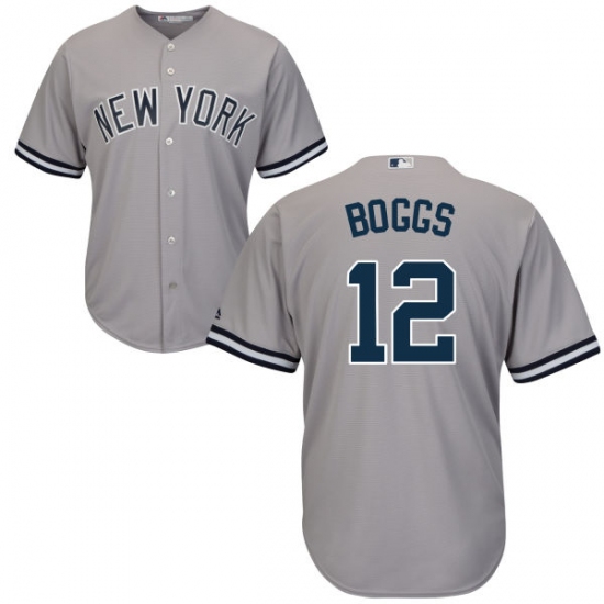 Youth Majestic New York Yankees 12 Wade Boggs Authentic Grey Road MLB Jersey
