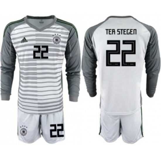 Germany 22 Ter Stegen Grey Goalkeeper Long Sleeves Soccer Country Jersey