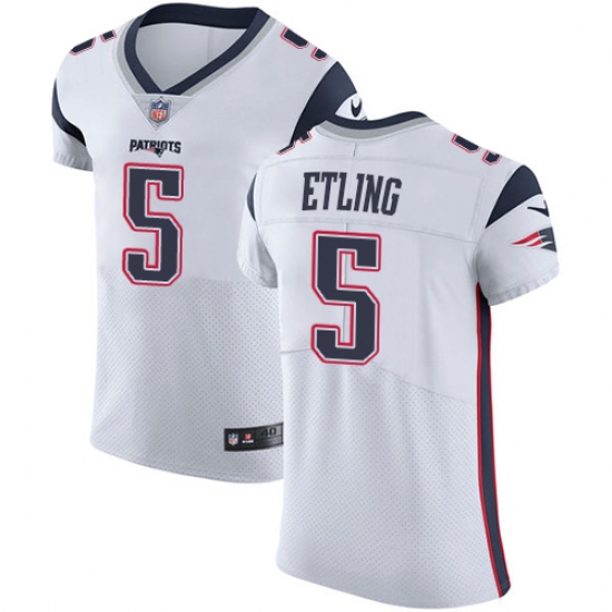 Men's Nike New England Patriots 5 Danny Etling White Vapor Untouchable Elite Player NFL Jersey