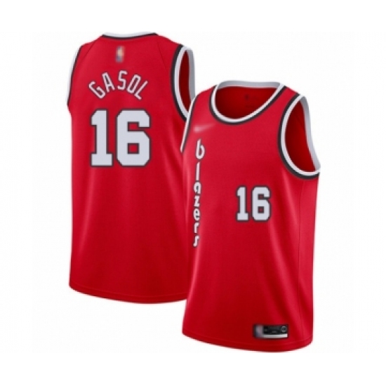 Men's Portland Trail Blazers 16 Pau Gasol Authentic Red Hardwood Classics Basketball Jersey