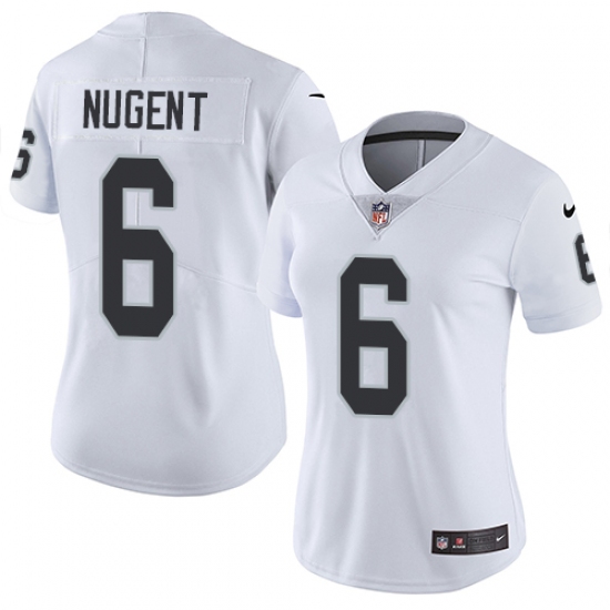 Women Nike Oakland Raiders 6 Mike Nugent White Vapor Untouchable Elite Player NFL Jersey