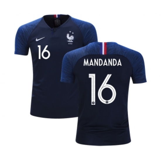 France 16 Mandanda Home Kid Soccer Country Jersey