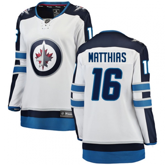Women's Winnipeg Jets 16 Shawn Matthias Fanatics Branded White Away Breakaway NHL Jersey