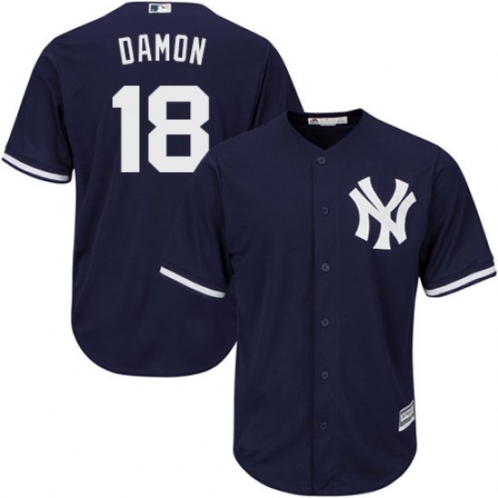 Men's Majestic New York Yankees 18 Johnny Damon Replica Navy Blue Alternate MLB Jersey