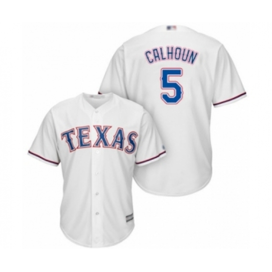 Youth Texas Rangers 5 Willie Calhoun Authentic White Home Cool Base Baseball Player Jersey