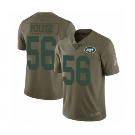 Youth New York Jets 56 Jachai Polite Limited Olive 2017 Salute to Service Football Jersey