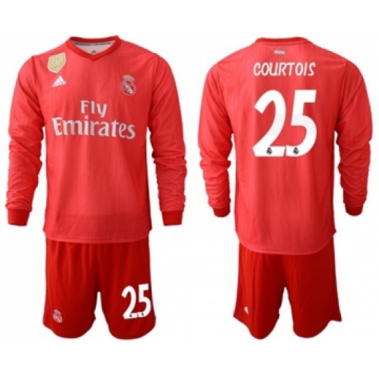 Real Madrid 25 Courtois Third Long Sleeves Soccer Club Jersey