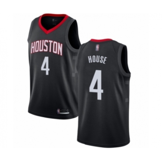 Men's Houston Rockets 4 Danuel House Authentic Black Basketball Jersey Statement Edition