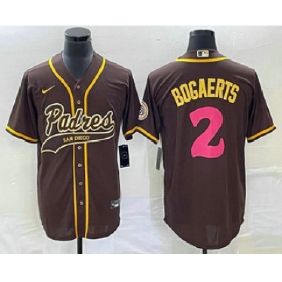 Men's San Diego Padres 2 Xander Bogaerts Brown NEW 2023 City Connect Cool Base Stitched Jersey 1