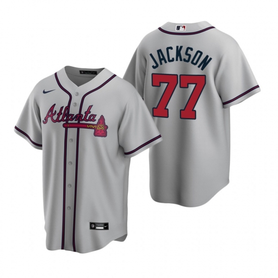 Men's Nike Atlanta Braves 77 Luke Jackson Gray Road Stitched Baseball Jersey