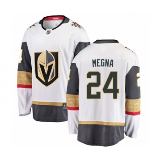 Men's Vegas Golden Knights 24 Jaycob Megna Authentic White Away Fanatics Branded Breakaway Hockey Jersey