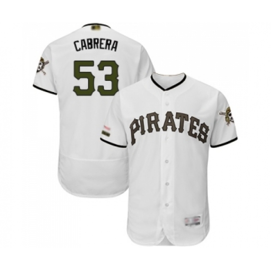 Men's Pittsburgh Pirates 53 Melky Cabrera White Alternate Authentic Collection Flex Base Baseball Jersey