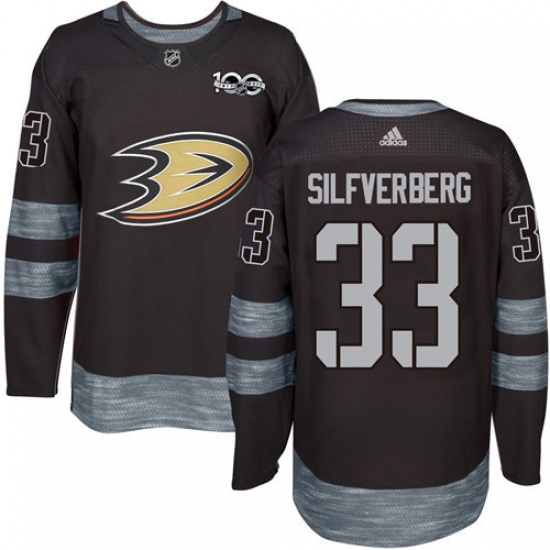 Men's Adidas Anaheim Ducks 33 Jakob Silfverberg Premier Black 1917-2017 100th Anniversary NHL Jersey