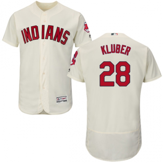 Men's Majestic Cleveland Indians 28 Corey Kluber Cream Alternate Flex Base Authentic Collection MLB Jersey
