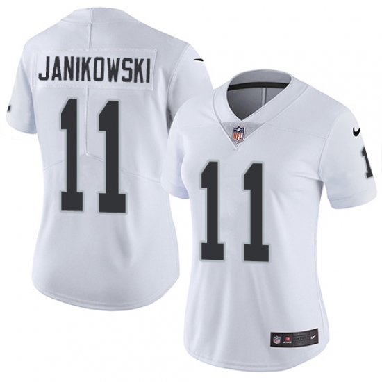 Women's Nike Oakland Raiders 11 Sebastian Janikowski White Vapor Untouchable Limited Player NFL Jersey