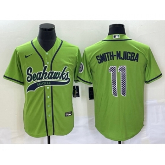 Men's Seattle Seahawks 11 Jaxon Smith-Njigba Green Cool Base Stitched Baseball Jersey