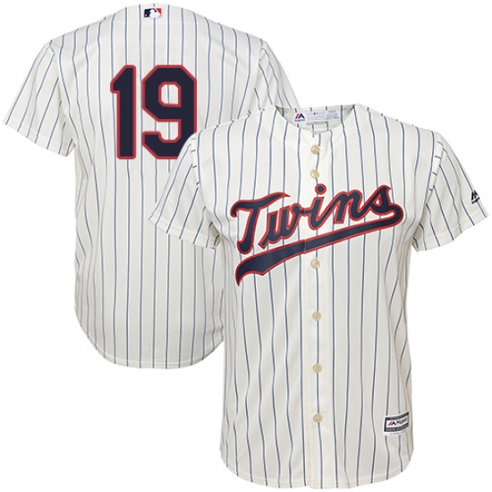 Men's Majestic Minnesota Twins 19 Kennys Vargas Replica Cream Alternate Cool Base MLB Jersey