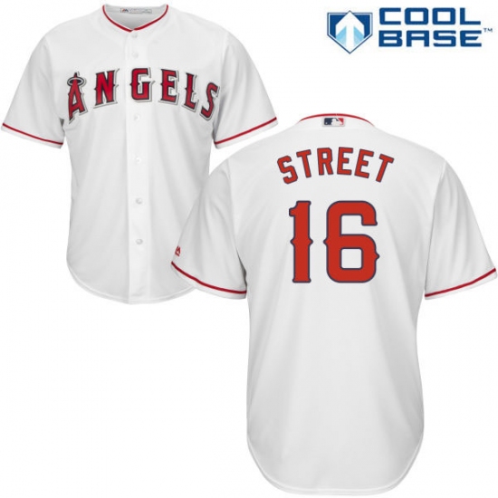 Men's Majestic Los Angeles Angels of Anaheim 16 Huston Street Replica White Home Cool Base MLB Jersey
