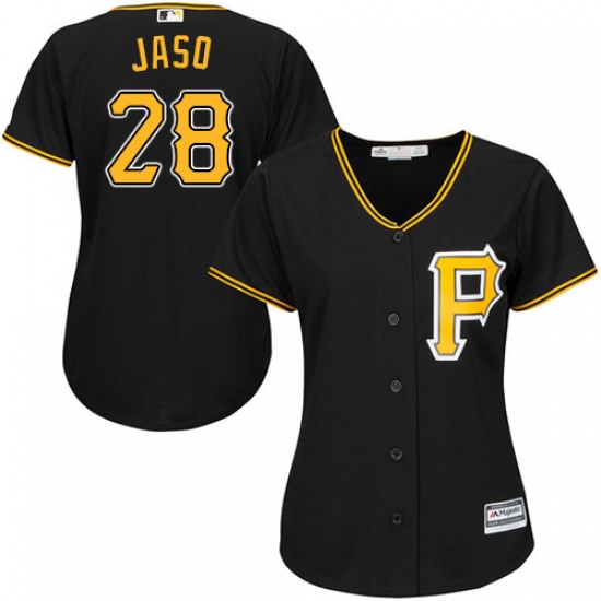 Women's Majestic Pittsburgh Pirates 28 John Jaso Replica Black Alternate Cool Base MLB Jersey