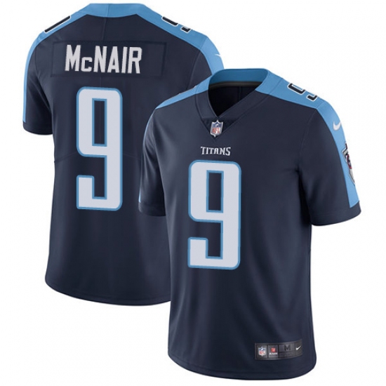 Men's Nike Tennessee Titans 9 Steve McNair Navy Blue Alternate Vapor Untouchable Limited Player NFL Jersey