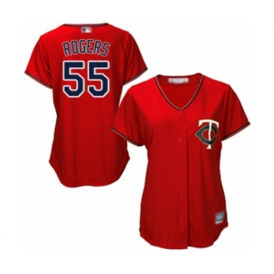 Women's Minnesota Twins 55 Taylor Rogers Authentic Scarlet Alternate Cool Base Baseball Player Jersey