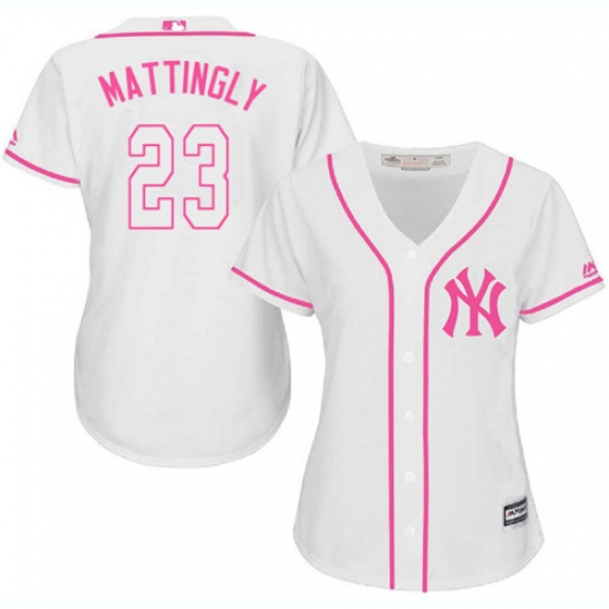 Women's Majestic New York Yankees 23 Don Mattingly Replica White Fashion Cool Base MLB Jersey