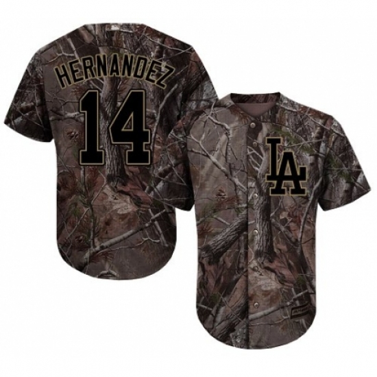 Youth Majestic Los Angeles Dodgers 14 Enrique Hernandez Authentic Camo Realtree Collection Flex Base MLB Jersey