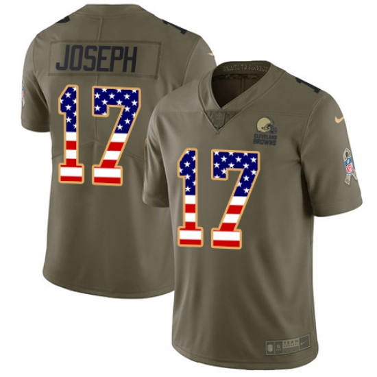 Men's Nike Cleveland Browns 17 Greg Joseph Limited Olive USA Flag 2017 Salute to Service NFL Jersey
