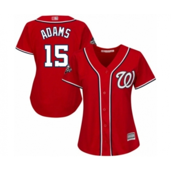 Women's Washington Nationals 15 Matt Adams Authentic Red Alternate 1 Cool Base 2019 World Series Bound Baseball Jersey