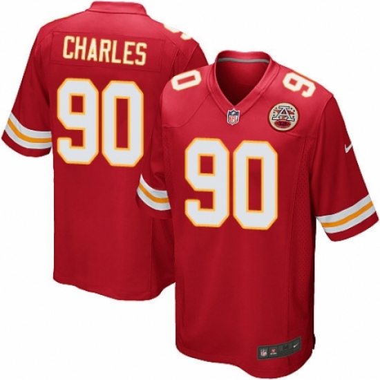 Men's Nike Kansas City Chiefs 90 Stefan Charles Game Red Team Color NFL Jersey