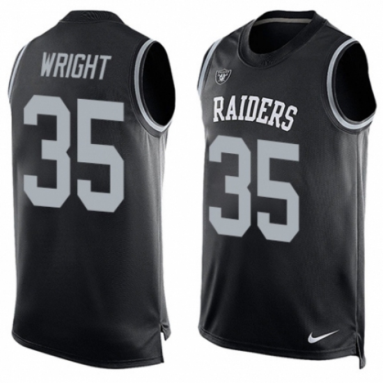 Men's Nike Oakland Raiders 35 Shareece Wright Limited Black Player Name & Number Tank Top NFL Jersey