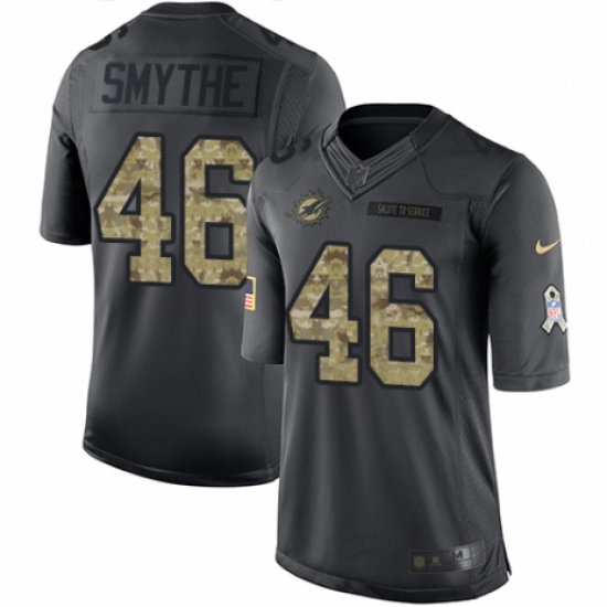 Men's Nike Miami Dolphins 46 Durham Smythe Limited Black 2016 Salute to Service NFL Jersey