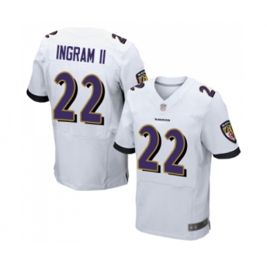 Men's Baltimore Ravens 22 Mark Ingram II Elite White Football Jersey