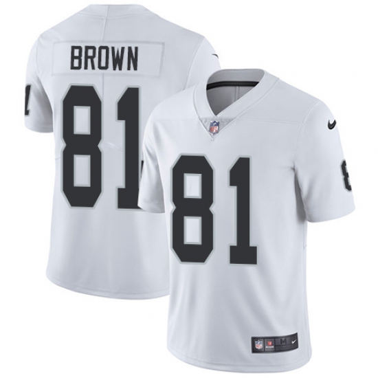 Youth Nike Oakland Raiders 81 Tim Brown Elite White NFL Jersey