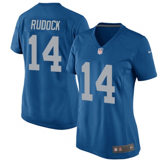 Women's Nike Detroit Lions 14 Jake Rudock Game Blue Alternate NFL Jersey