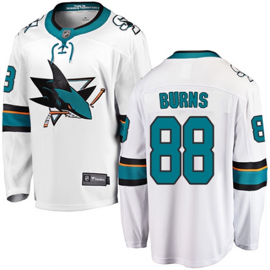 Youth San Jose Sharks 88 Brent Burns Fanatics Branded White Away Breakaway NHL Jersey