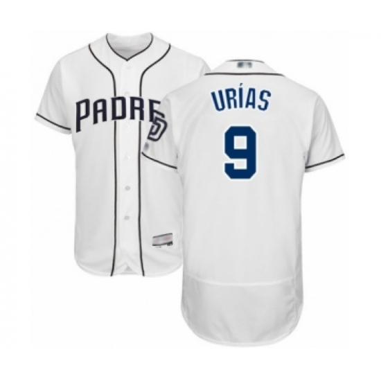 Men's San Diego Padres 9 Luis Urias White Home Flex Base Authentic Collection Baseball Player Jersey