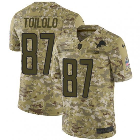 Youth Nike Detroit Lions 87 Levine Toilolo Limited Camo 2018 Salute to Service NFL Jersey
