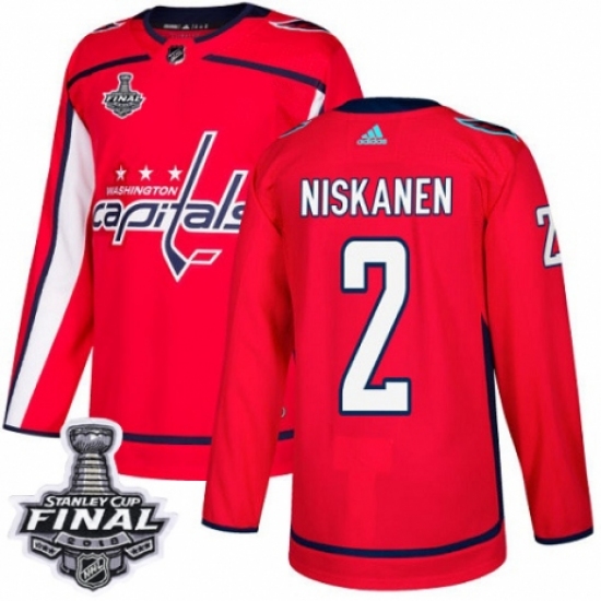 Men's Adidas Washington Capitals 2 Matt Niskanen Premier Red Home 2018 Stanley Cup Final NHL Jersey