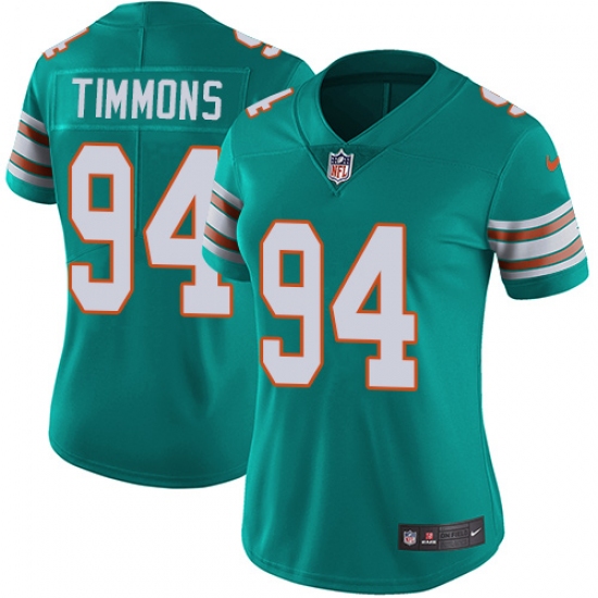 Women's Nike Miami Dolphins 94 Lawrence Timmons Aqua Green Alternate Vapor Untouchable Limited Player NFL Jersey