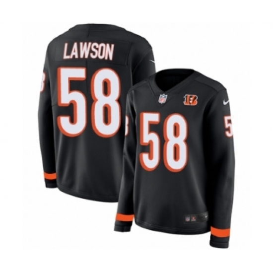 Women's Nike Cincinnati Bengals 58 Carl Lawson Limited Black Therma Long Sleeve NFL Jersey