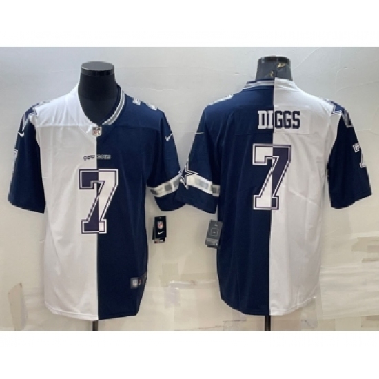 Men's Dallas Cowboys 7 Trevon Diggs Navy White Split Vapor Untouchable Limited Stitched Jersey