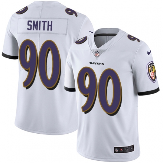 Men's Nike Baltimore Ravens 90 Za Darius Smith White Vapor Untouchable Limited Player NFL Jersey