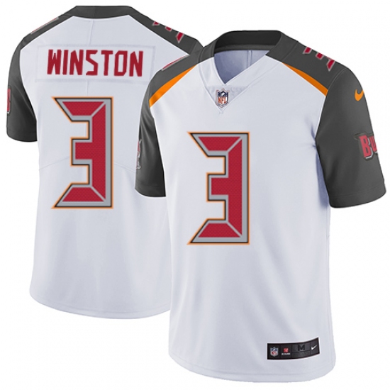 Men's Nike Tampa Bay Buccaneers 3 Jameis Winston White Vapor Untouchable Limited Player NFL Jersey