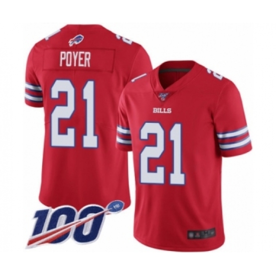Men's Buffalo Bills 21 Jordan Poyer Limited Red Rush Vapor Untouchable 100th Season Football Jersey