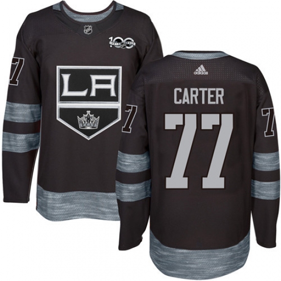 Men's Adidas Los Angeles Kings 77 Jeff Carter Authentic Black 1917-2017 100th Anniversary NHL Jersey