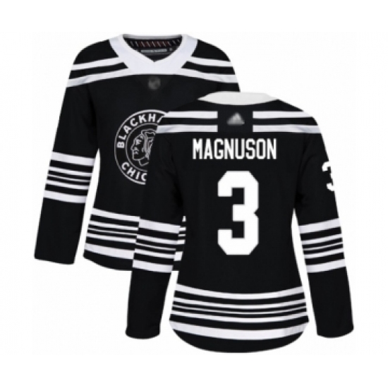 Women's Chicago Blackhawks 3 Keith Magnuson Authentic Black Alternate Hockey Jersey
