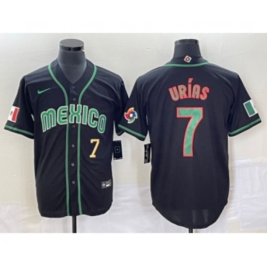Men's Mexico Baseball 7 Julio Urias Number 2023 Black World Classic Stitched Jersey4