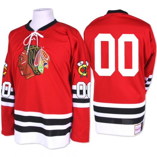 Men's Mitchell and Ness Chicago Blackhawks 00 Clark Griswold Premier Red 1960-61 Throwback NHL Jersey