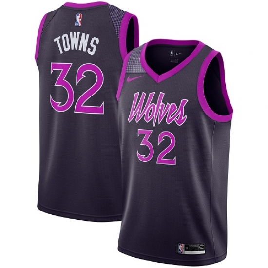 Women's Nike Minnesota Timberwolves 32 Karl-Anthony Towns Swingman Purple NBA Jersey - City Edition